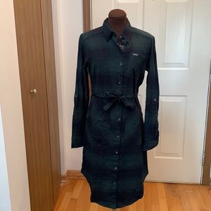 Columbia Pine Street Shirt Flannel Plaid Green Spruce Dress size Small